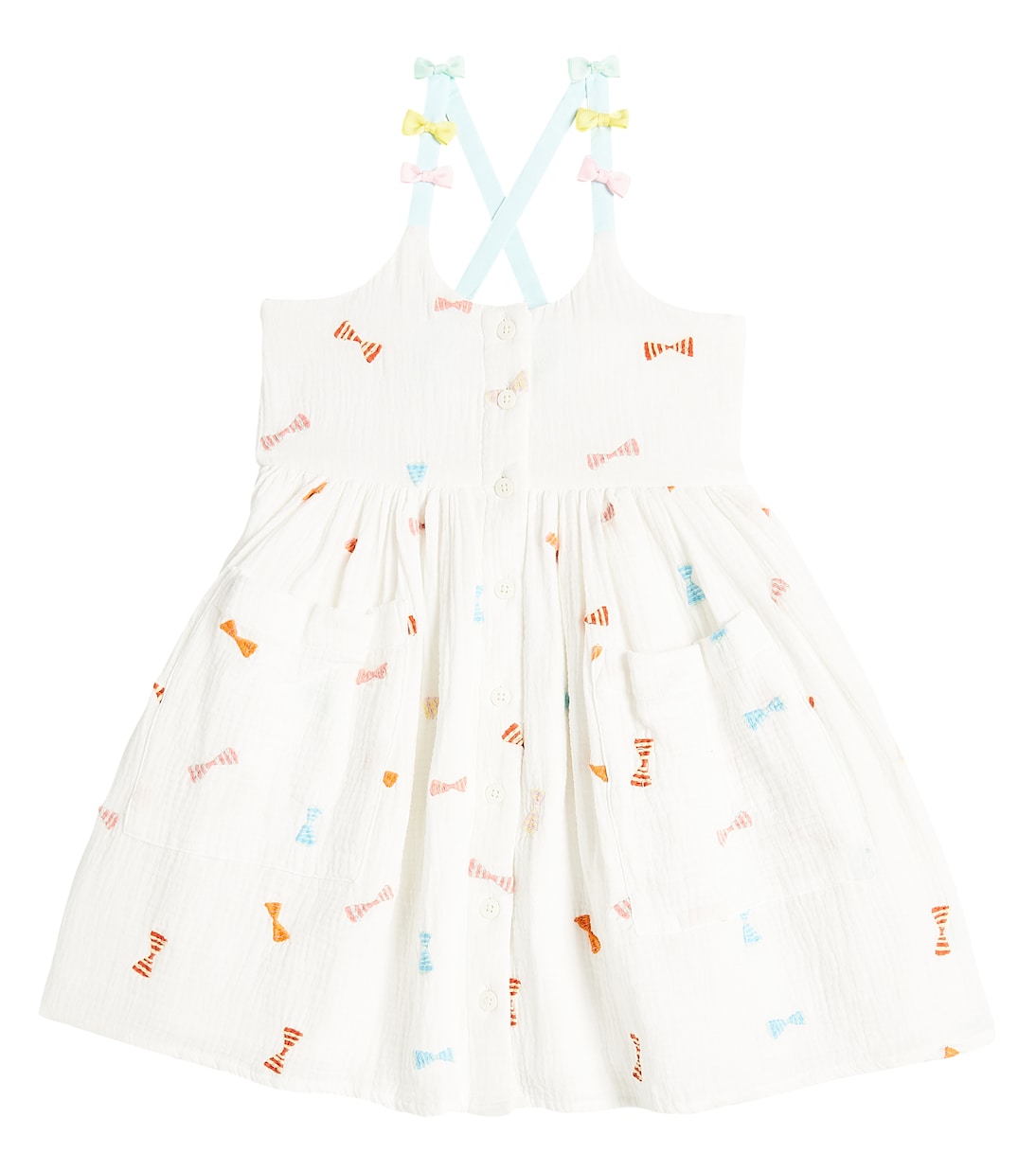 Embroidered bow-detail cotton dress  | Stella McCartney Kids