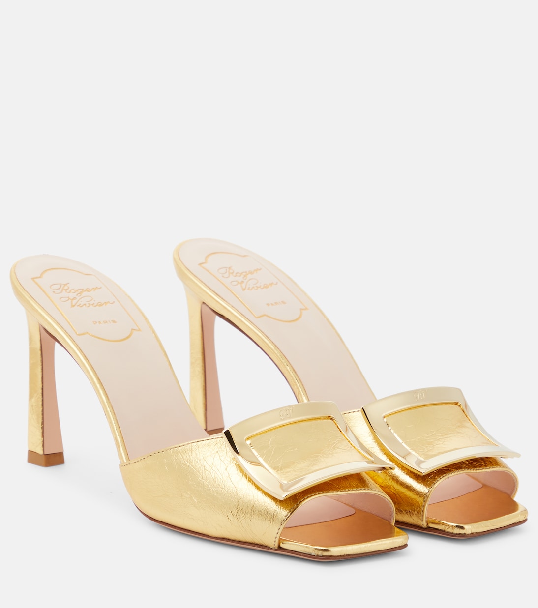 Pantoletten Trumpet aus Metallic-Leder | Roger Vivier