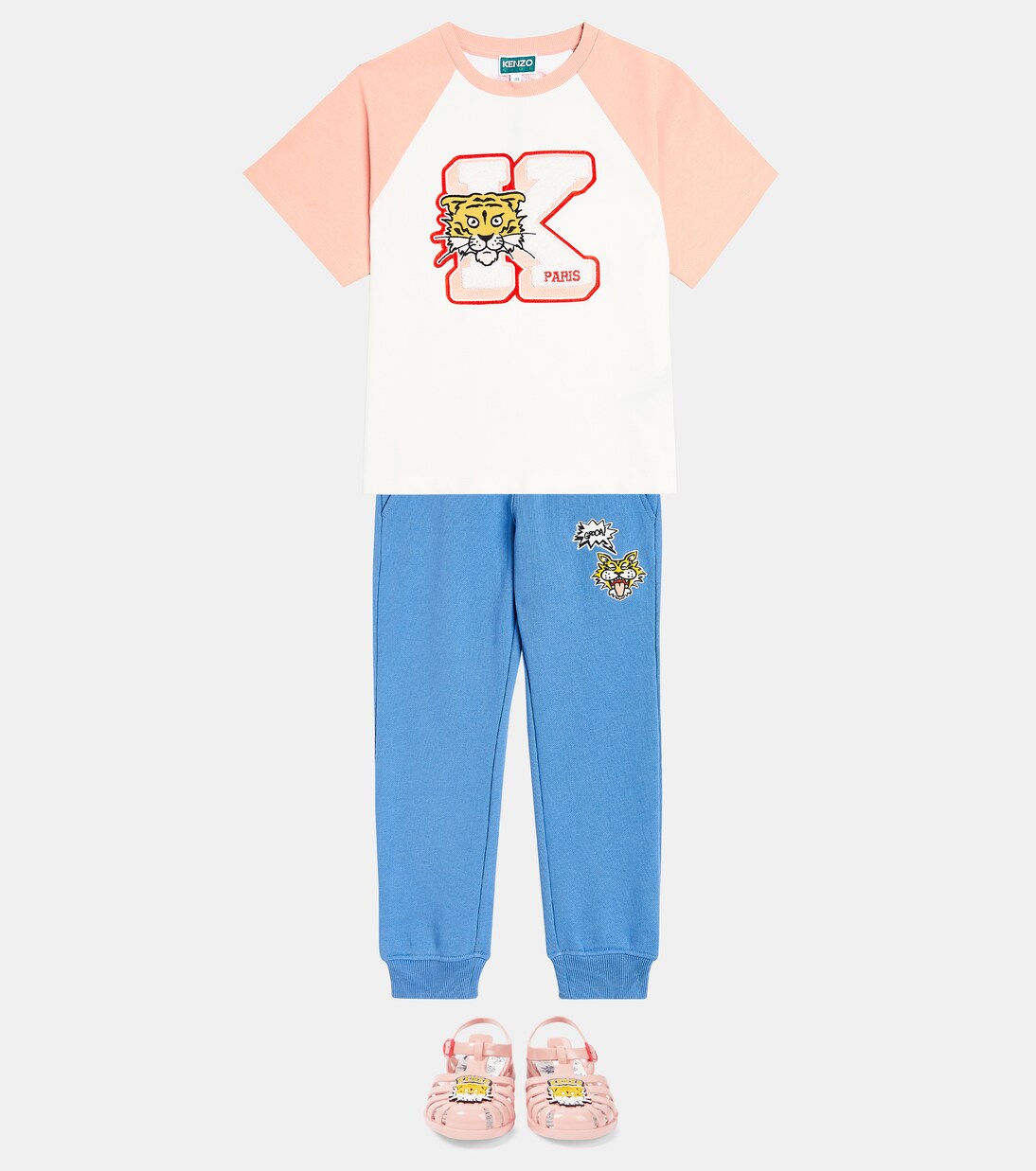 Embroidered cotton jersey sweatpants | Kenzo Kids