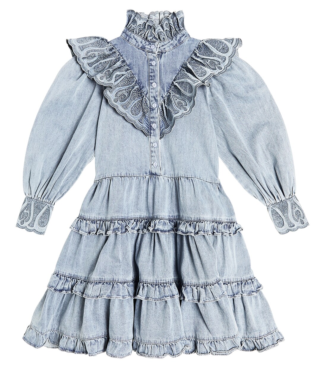 Ruffled embroidered chambray dress | Petite Amalie  