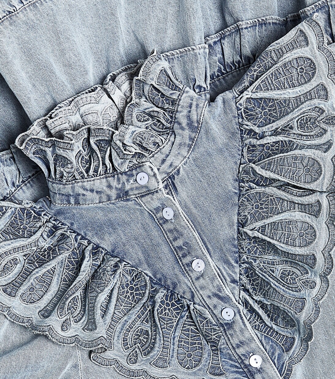 Ruffled embroidered chambray dress | Petite Amalie  