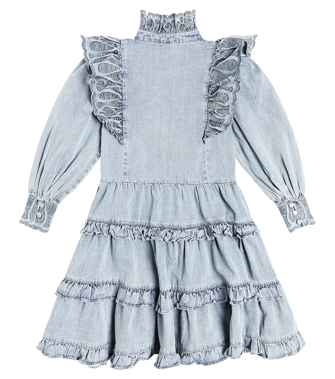 Ruffled embroidered chambray dress | Petite Amalie  