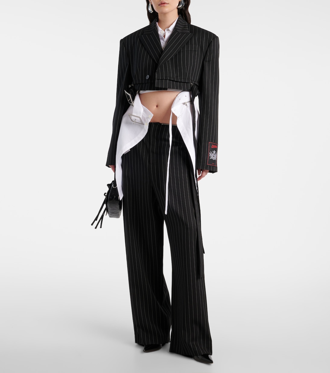Pinstripe cropped wool blazer | Jean Paul Gaultier