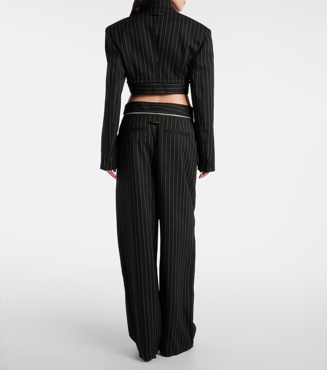 Pinstripe cropped wool blazer | Jean Paul Gaultier