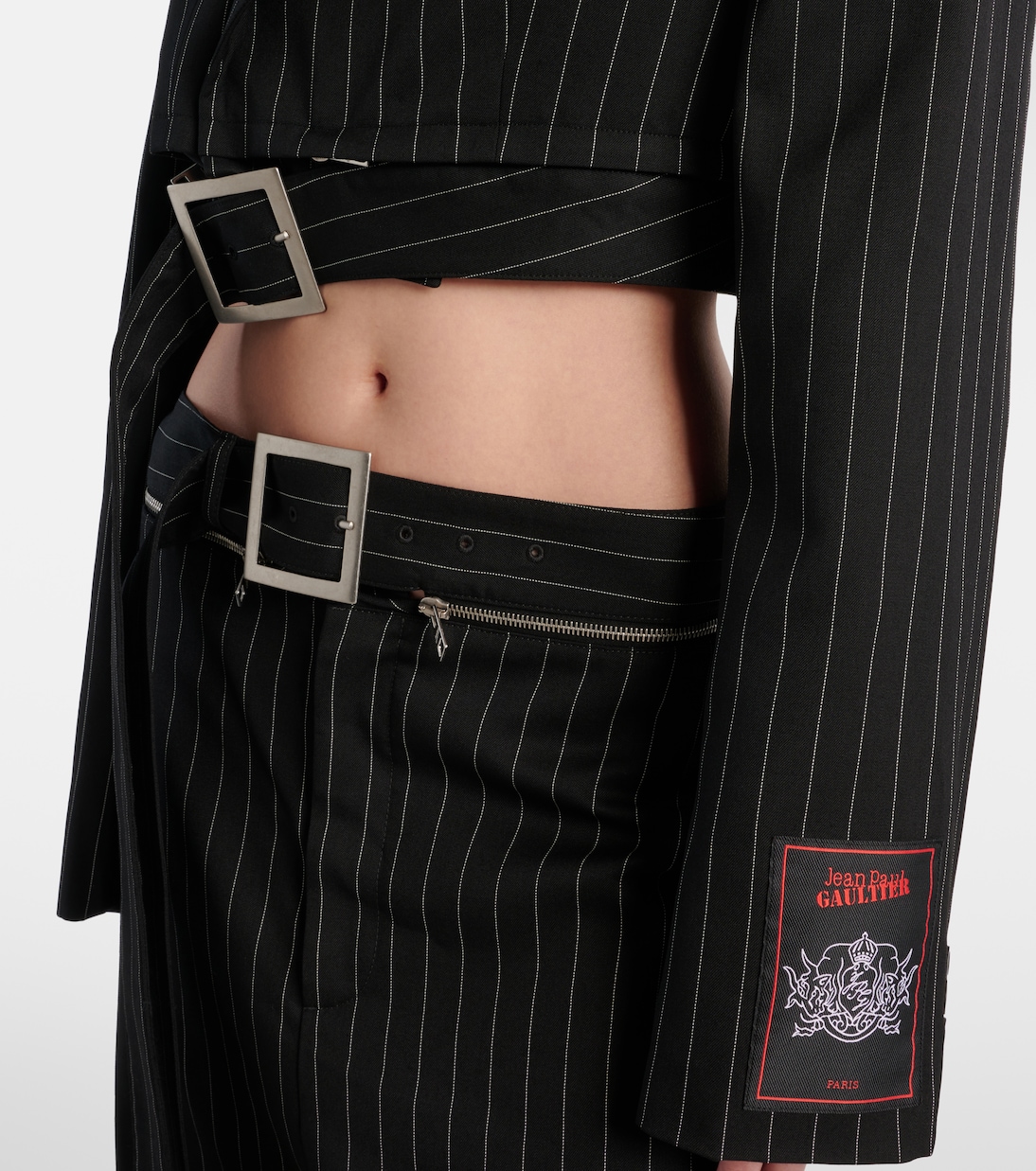 Pinstripe cropped wool blazer | Jean Paul Gaultier