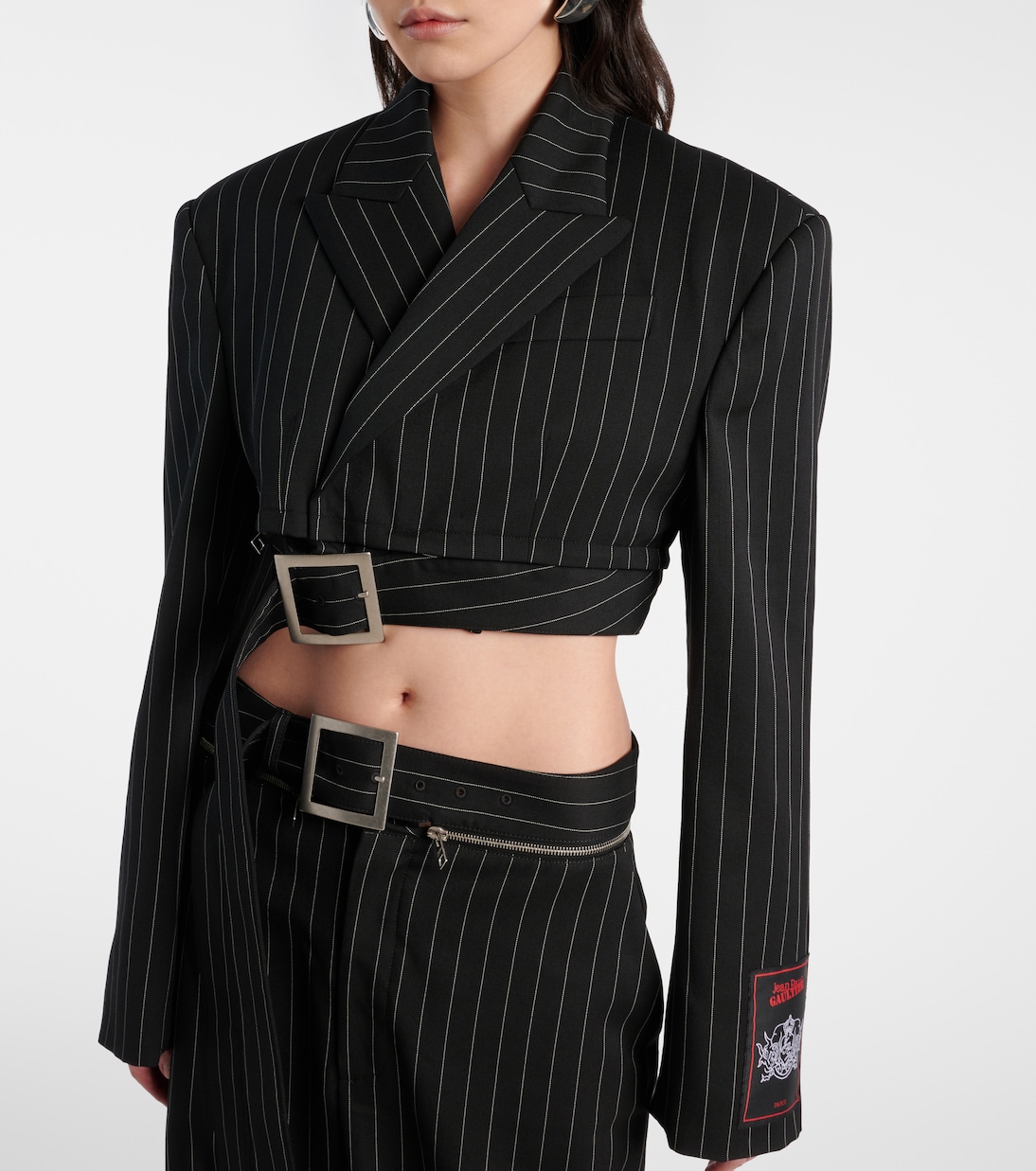Pinstripe cropped wool blazer | Jean Paul Gaultier
