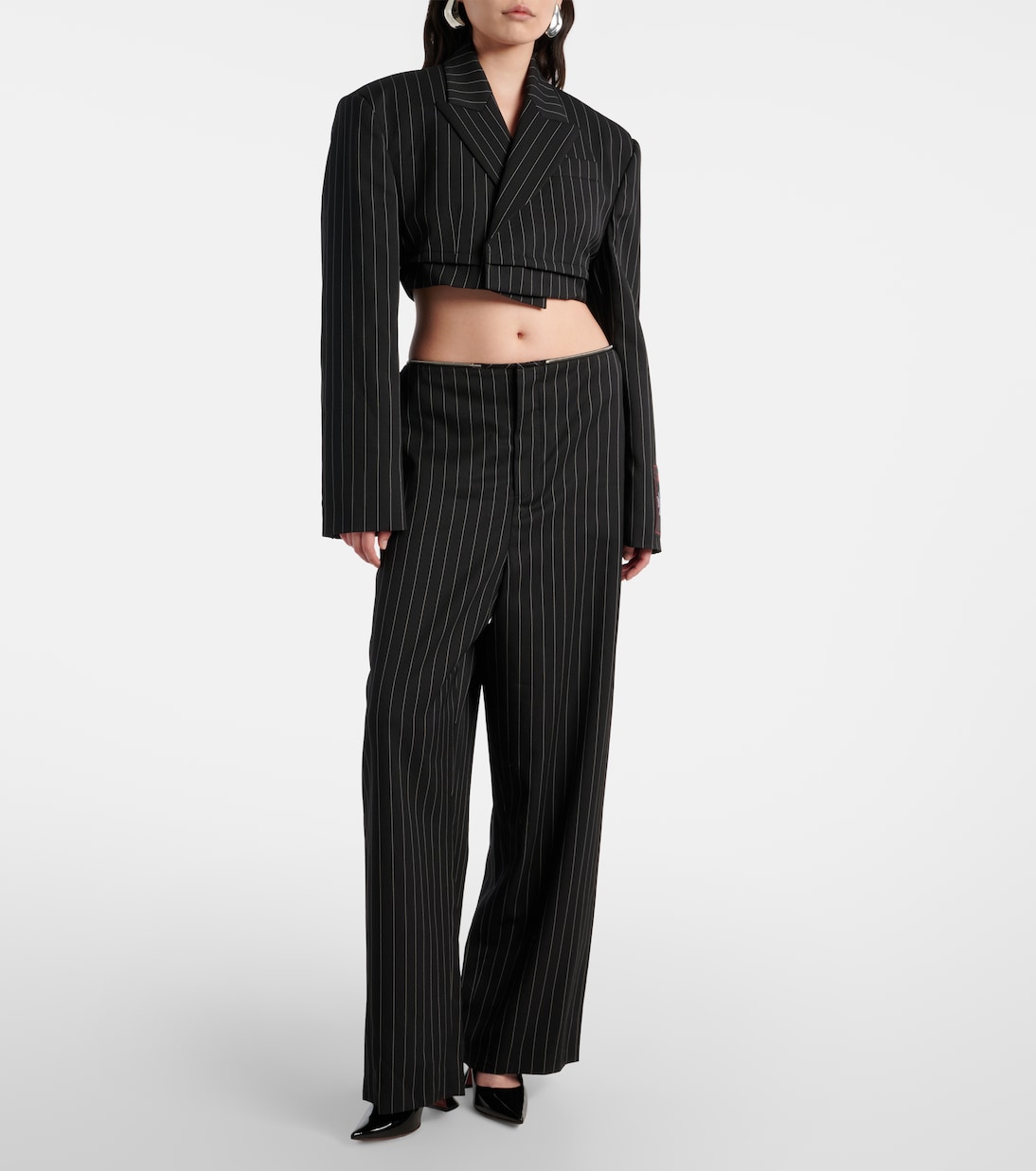 Pinstripe cropped wool blazer | Jean Paul Gaultier