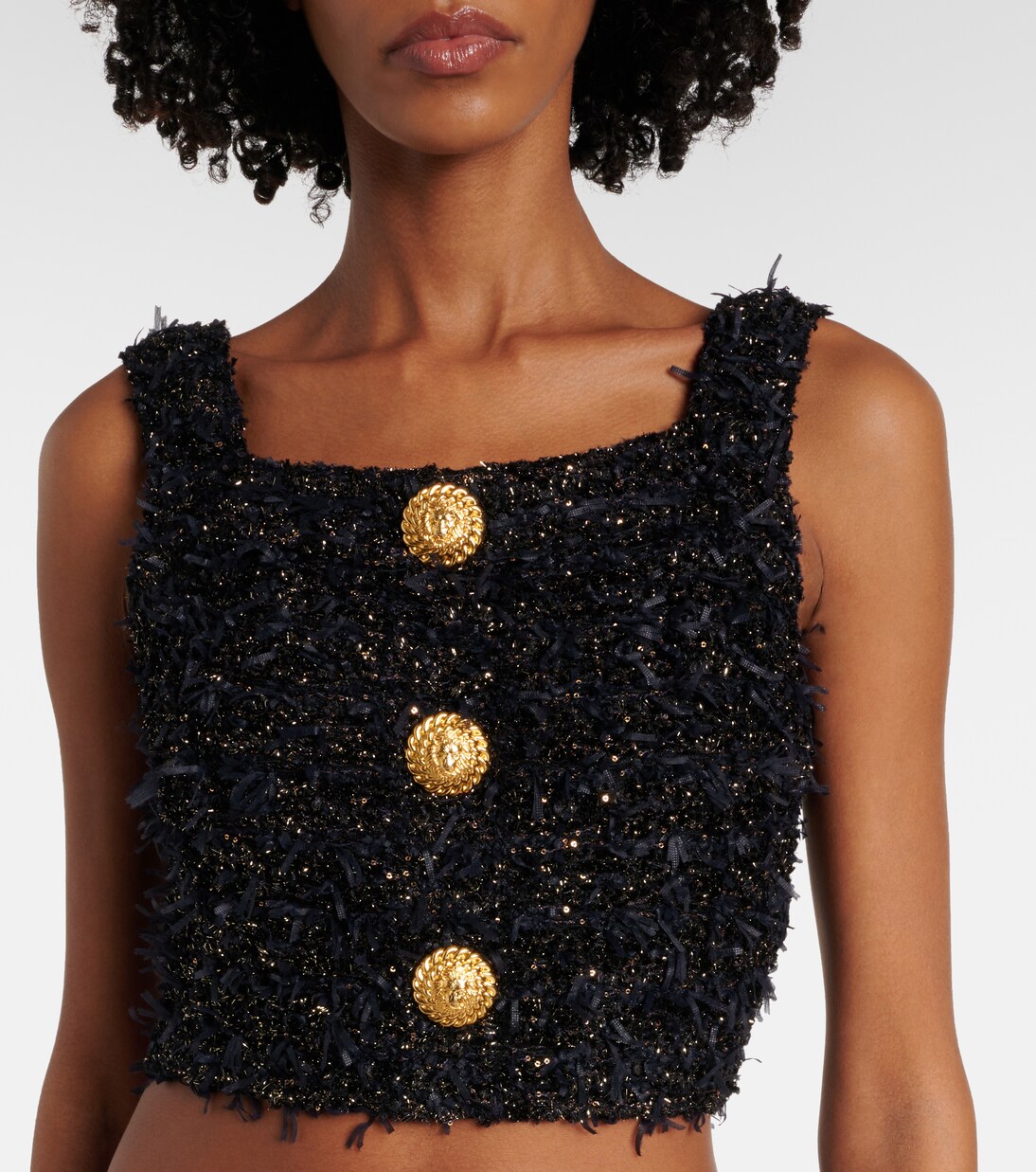 Lamé tweed crop top | Balmain