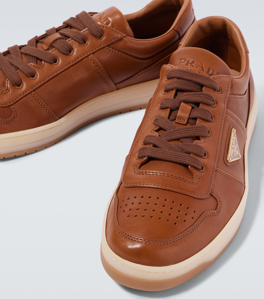 Downtown leather sneakers | Prada