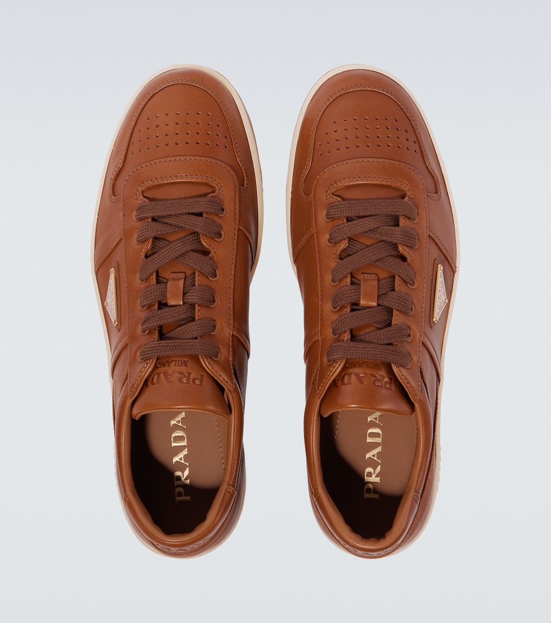 Downtown leather sneakers | Prada