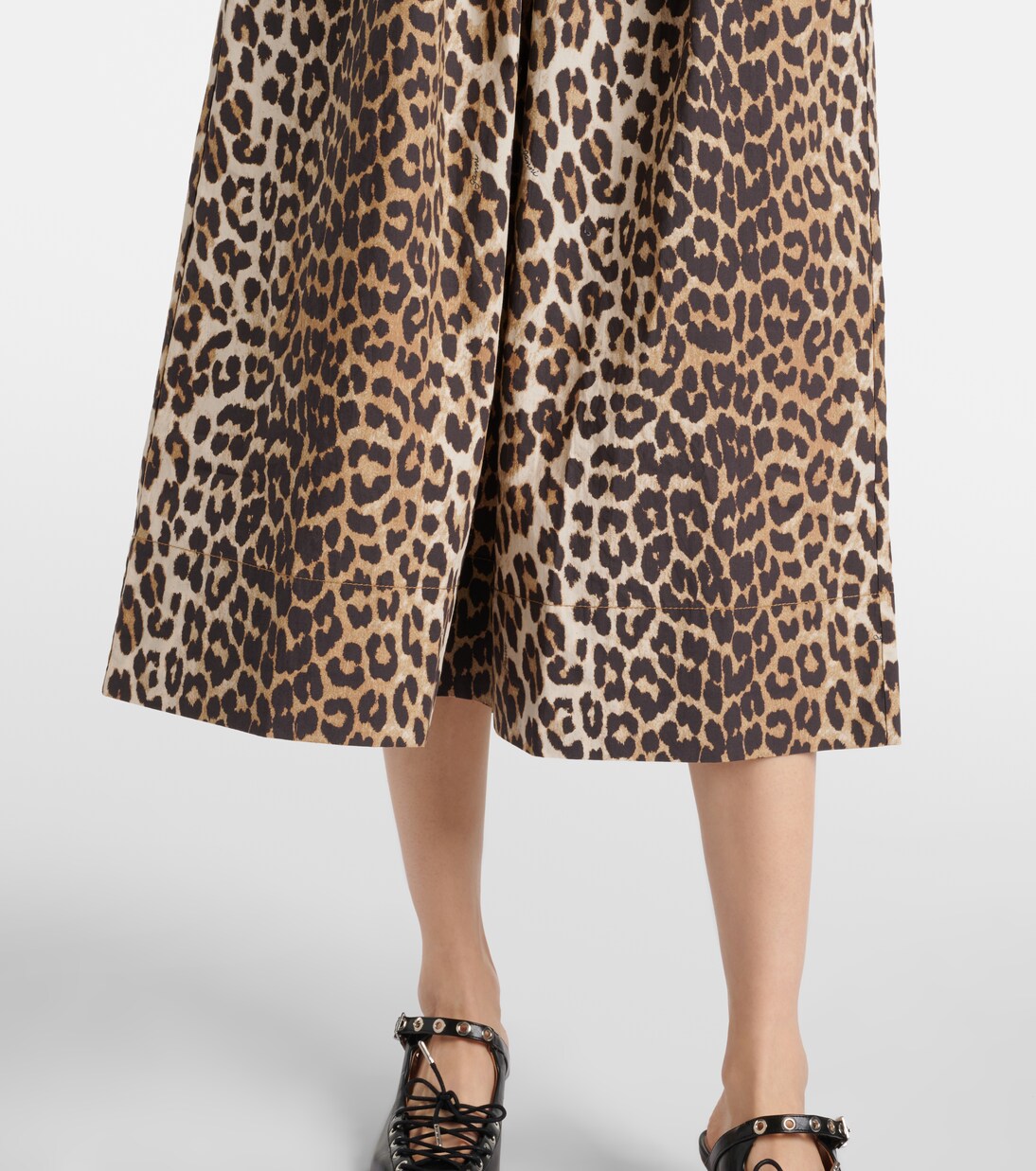 Robe midi en coton à motif léopard | Ganni