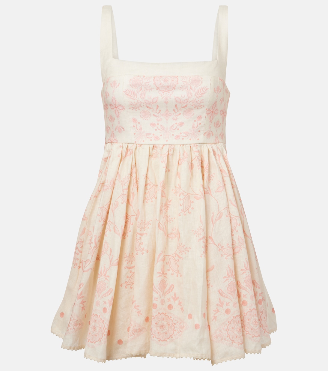 Minikleid Hierbabuena Floritura aus Leinen | Agua by Agua Bendita