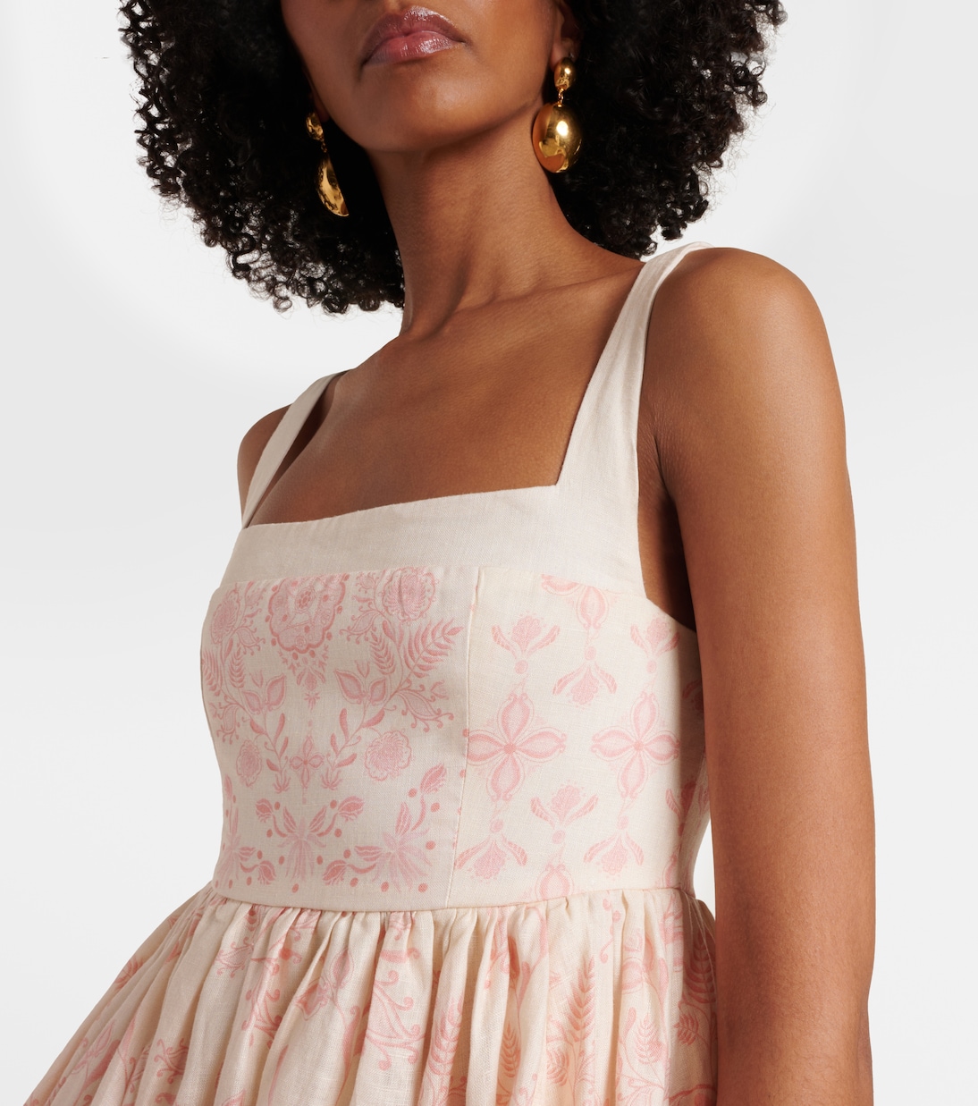 Minikleid Hierbabuena Floritura aus Leinen | Agua by Agua Bendita