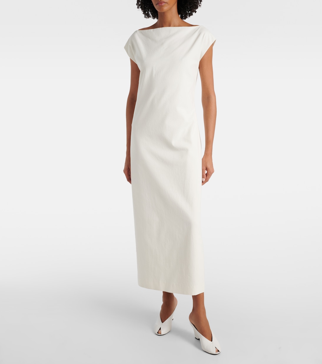 Cloak 75 leather peep-toe wedge mules | Khaite