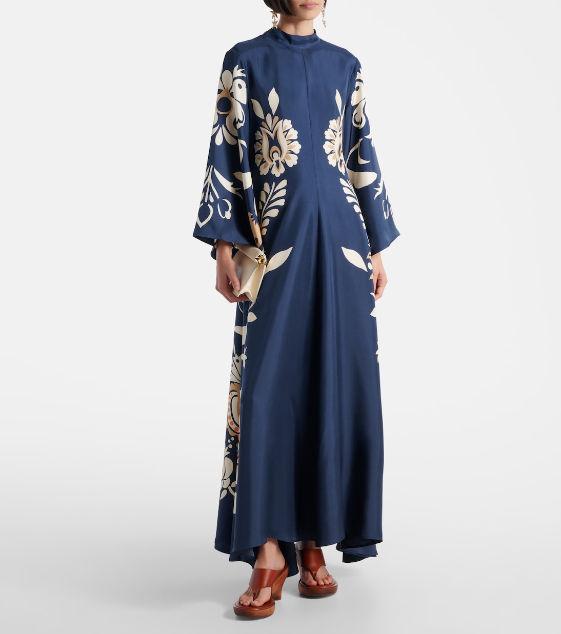 Vestido largo Magnifico en sarga de seda floral | La DoubleJ