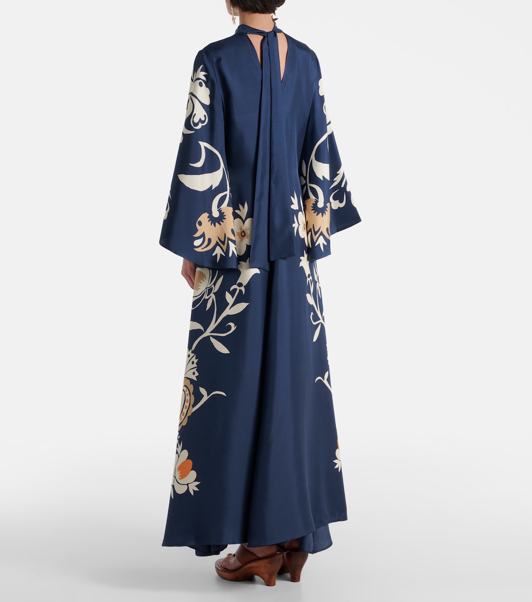 Vestido largo Magnifico en sarga de seda floral | La DoubleJ