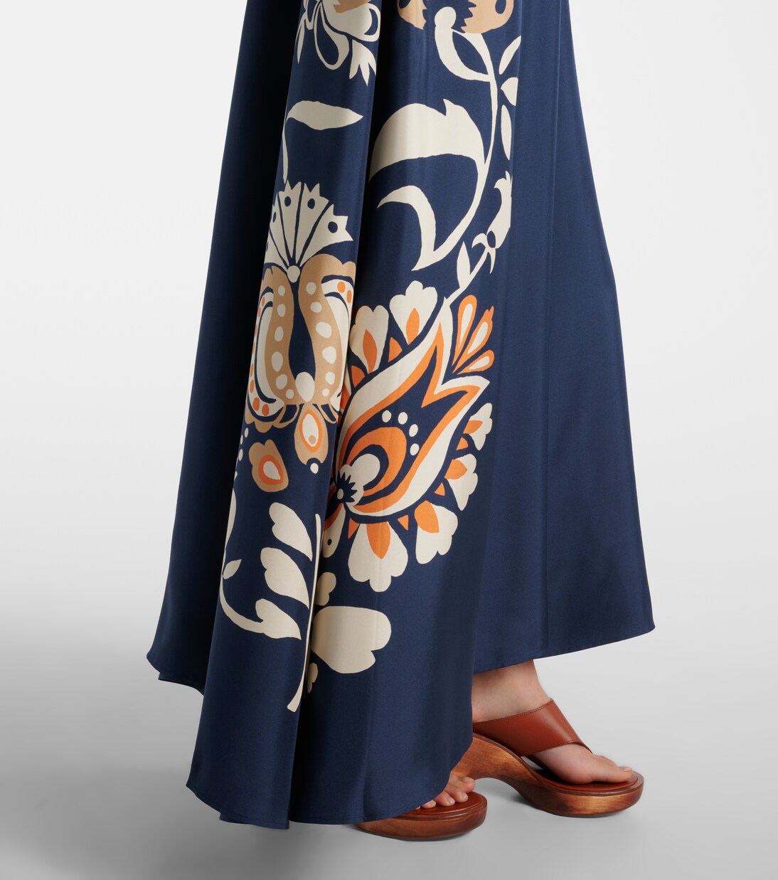 Vestido largo Magnifico en sarga de seda floral | La DoubleJ