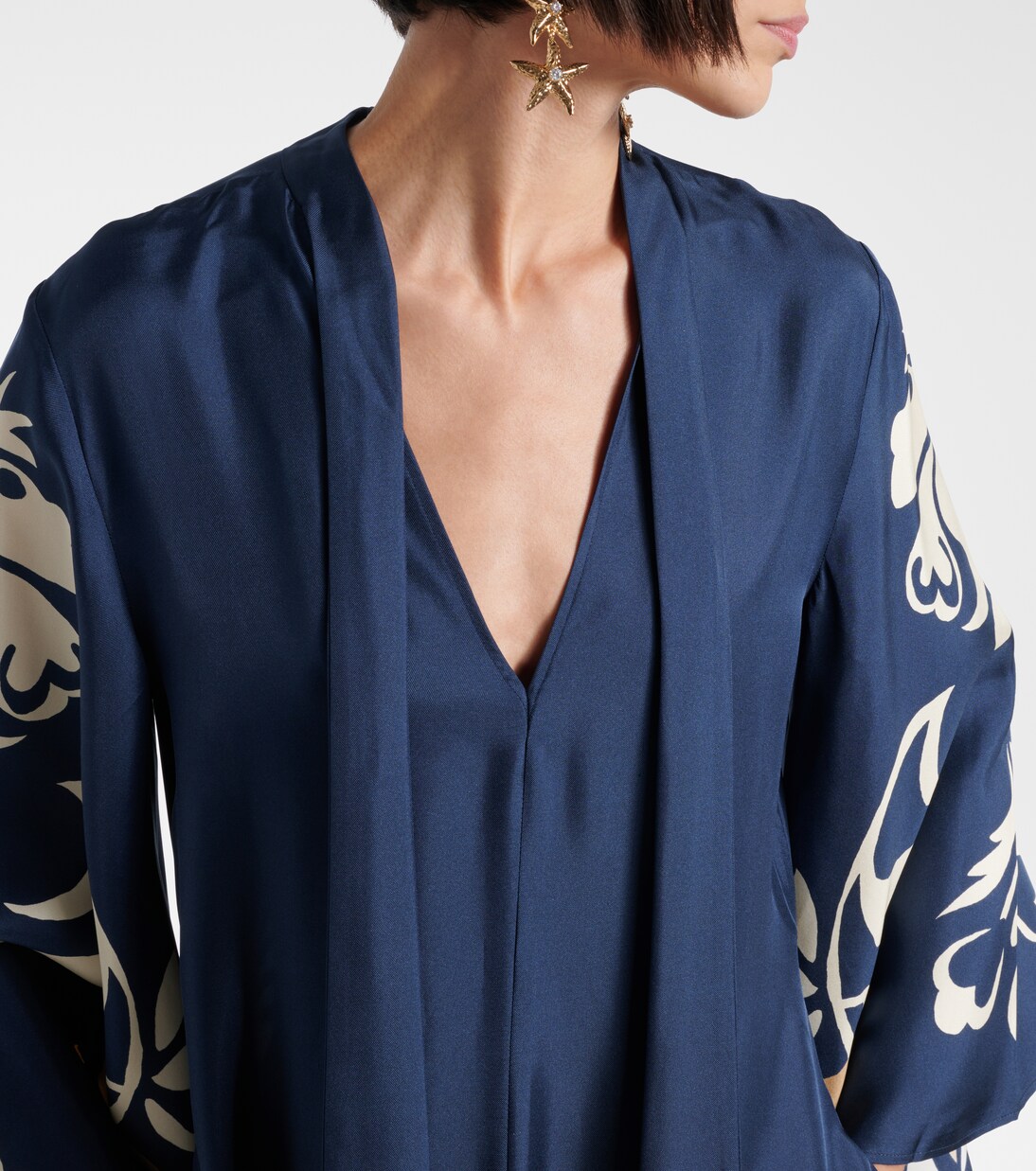 Vestido largo Magnifico en sarga de seda floral | La DoubleJ