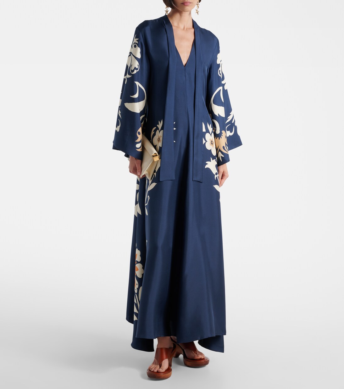 Vestido largo Magnifico en sarga de seda floral | La DoubleJ