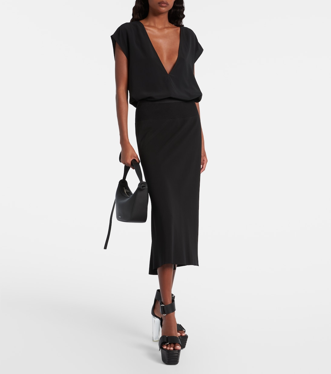 Midirock aus Charmeuse | Rick Owens