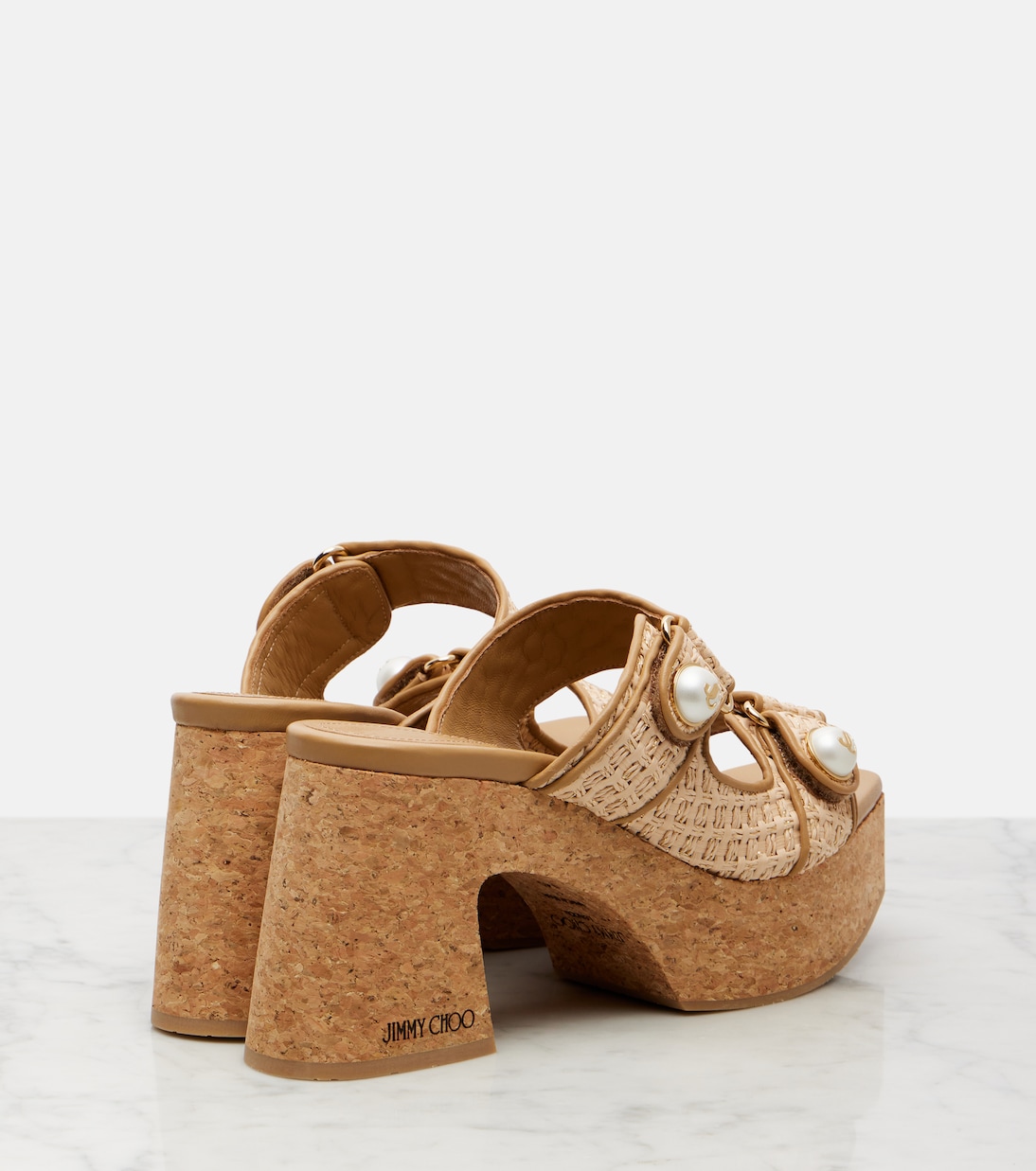 Fayence 95 leather wedge sandals | Jimmy Choo