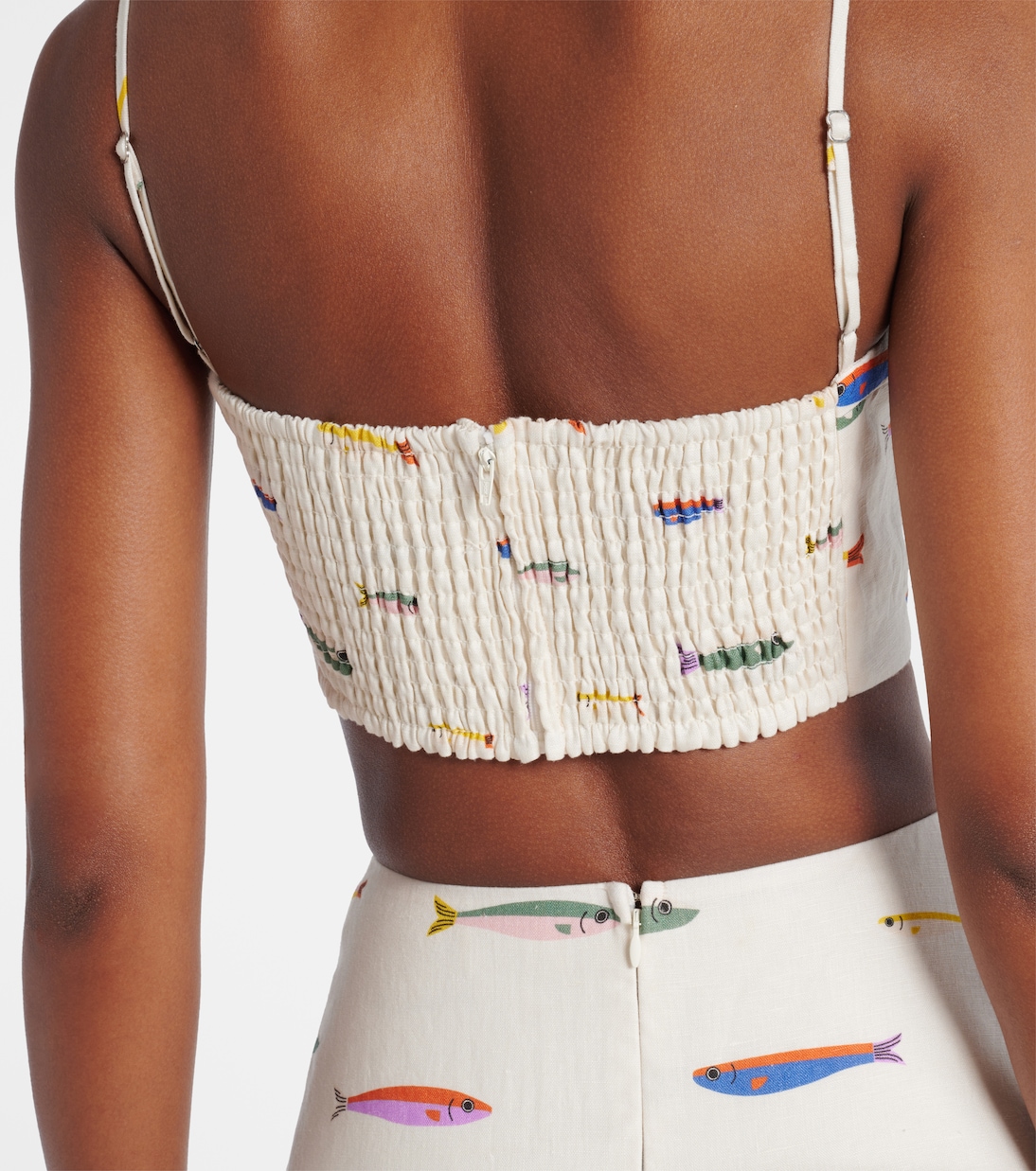 Bedrucktes Cropped-Top Federico aus Leinen | Staud