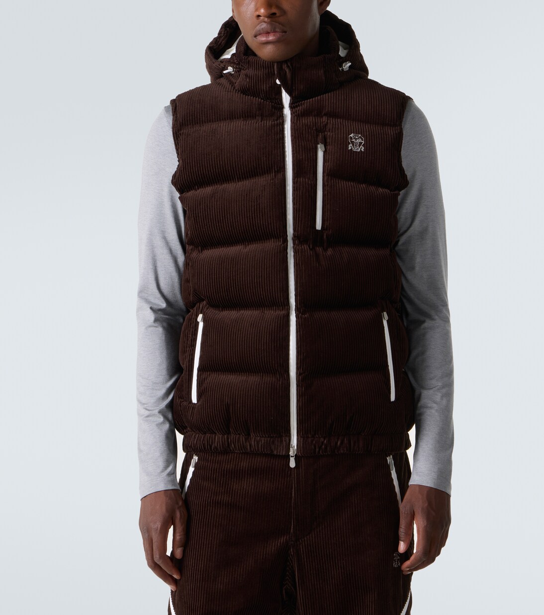 Cotton corduroy down ski vest | Brunello Cucinelli