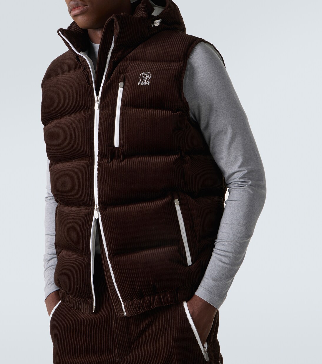 Cotton corduroy down ski vest | Brunello Cucinelli