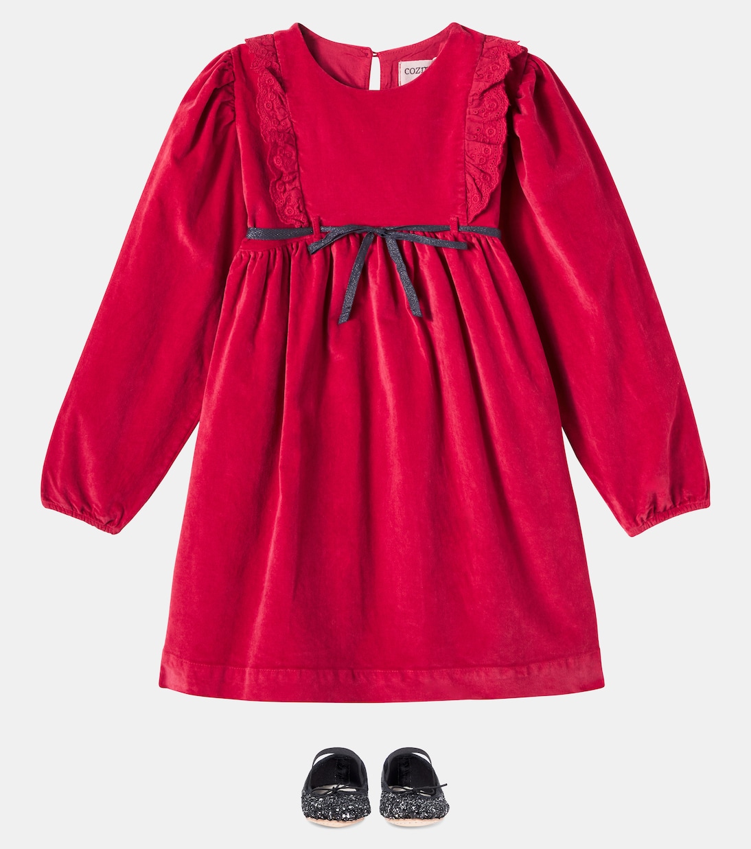 Osaka ruffled cotton velour dress | Cozmo