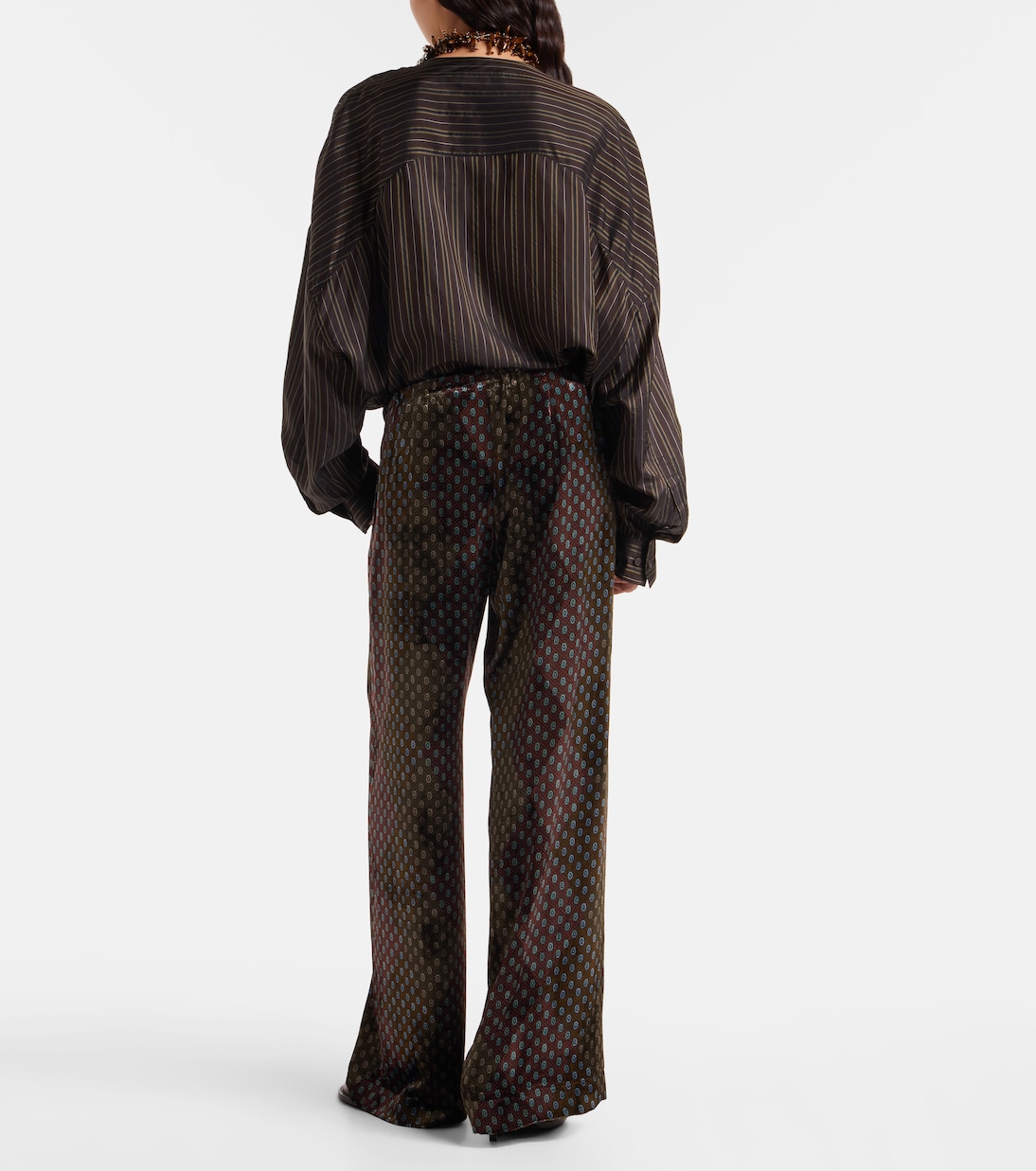 Printed wide-leg satin pants | Dries Van Noten