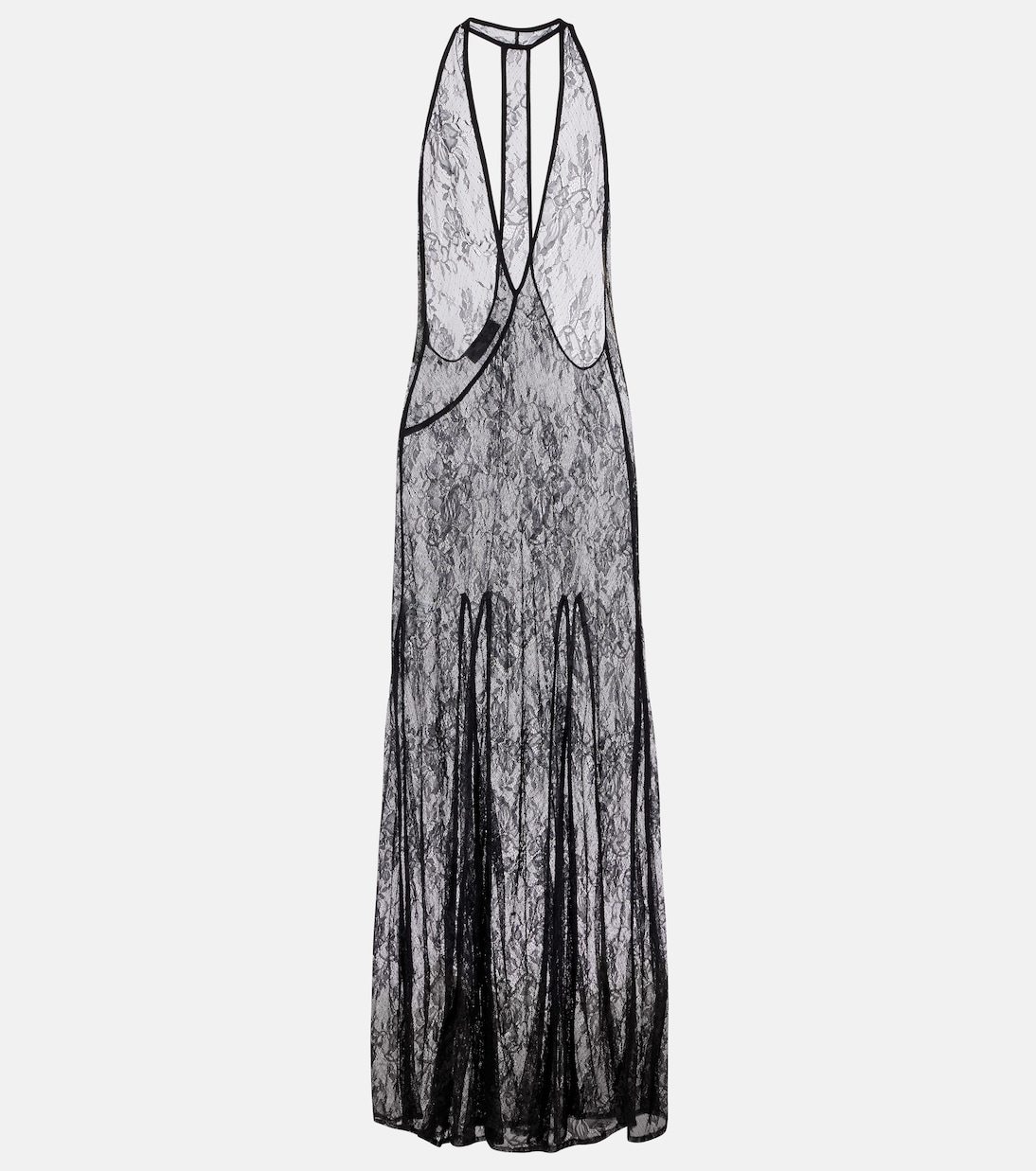 Sheer open-back lace maxi dress | Adriana Degreas