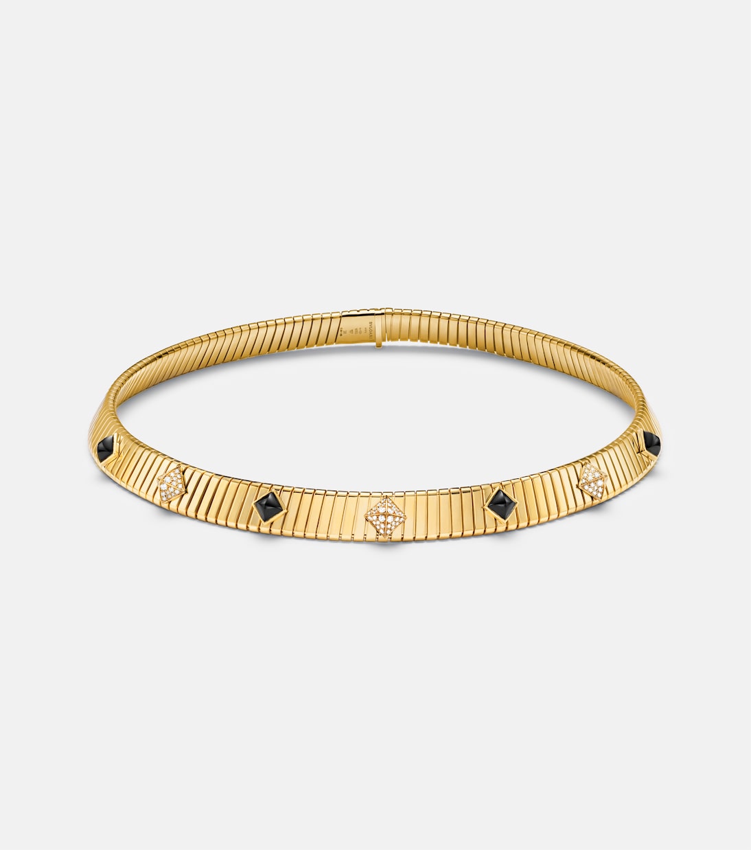Bvlgari Tubogas 18kt gold necklace with diamonds and onyx  | Bvlgari