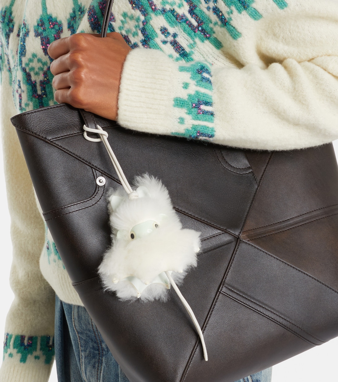 Bunny shearling bag charm | Loewe