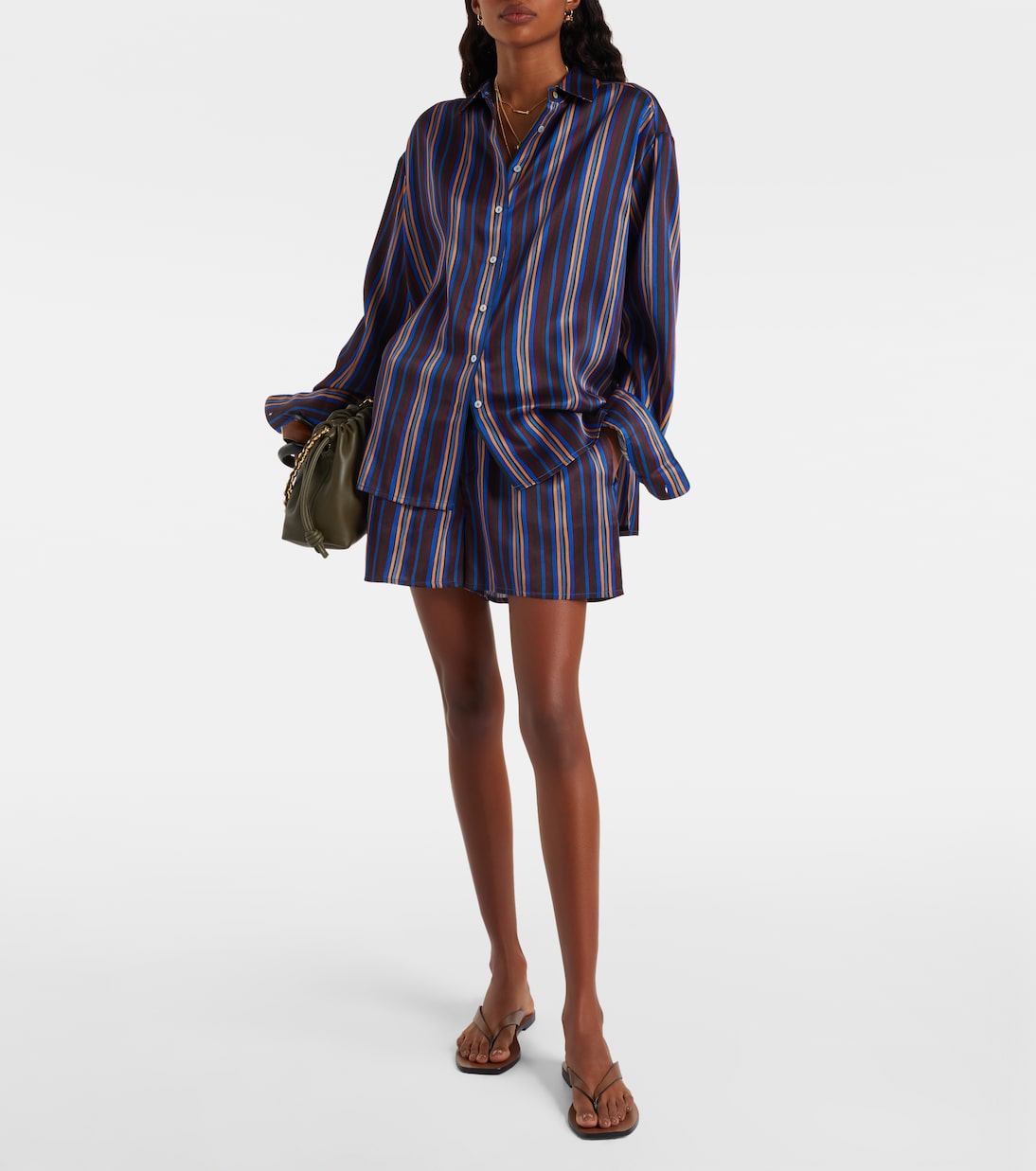 Franca striped silk charmeuse pajama shorts | Asceno