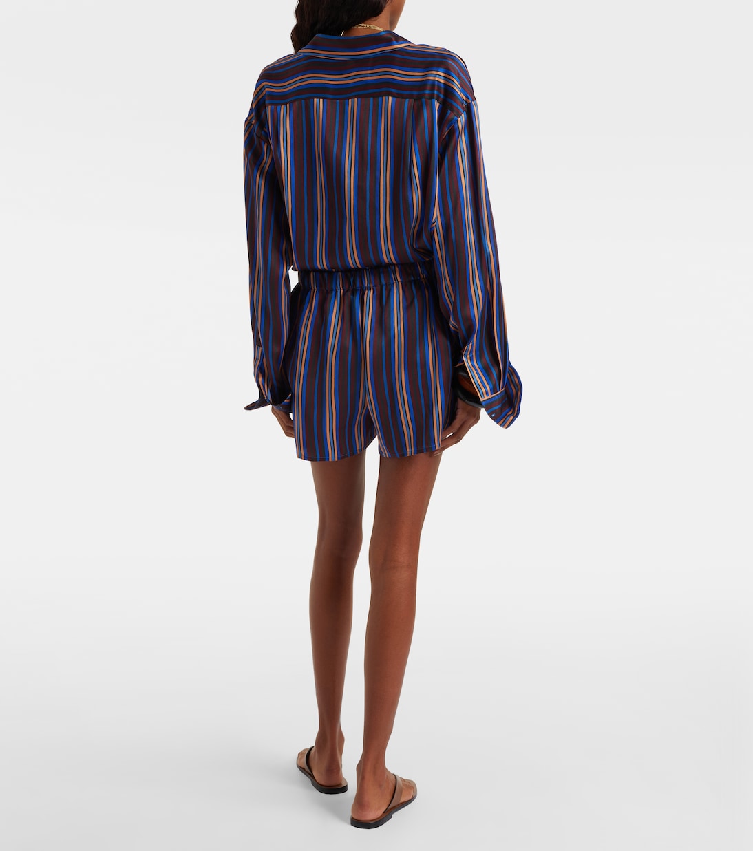Franca striped silk charmeuse pajama shorts | Asceno