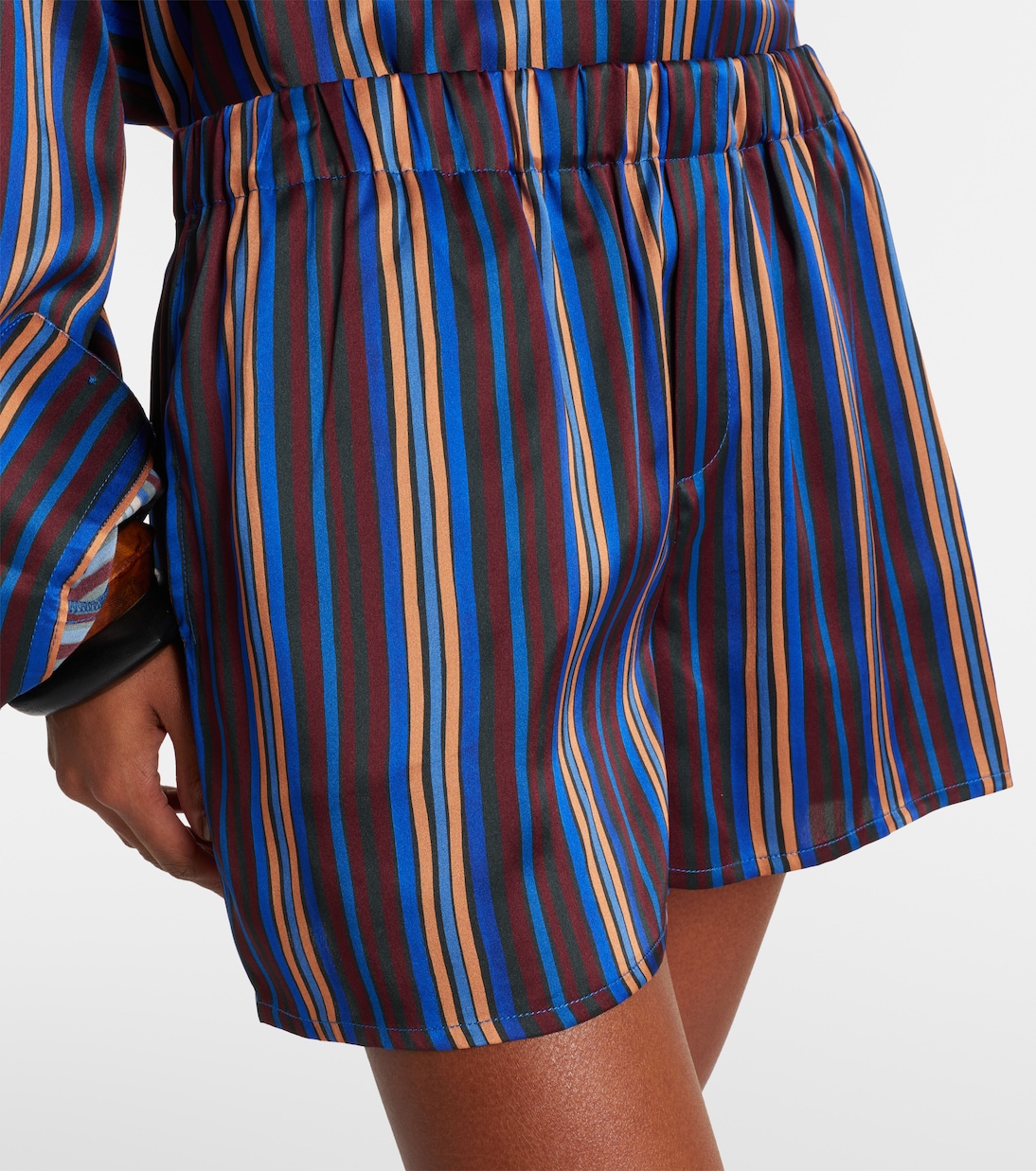 Franca striped silk charmeuse pajama shorts | Asceno