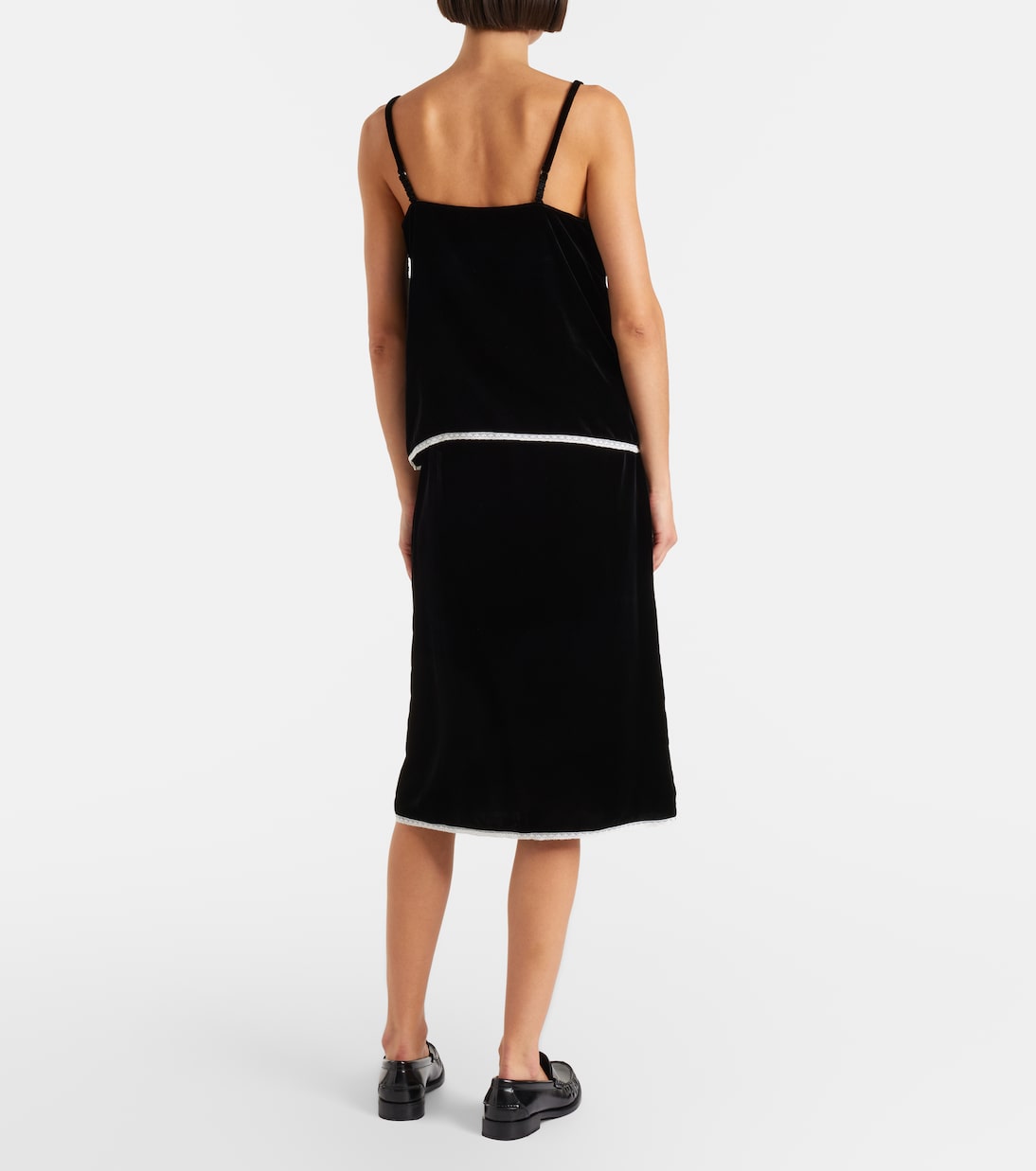 Midirock aus Samt mit Spitze | Prada