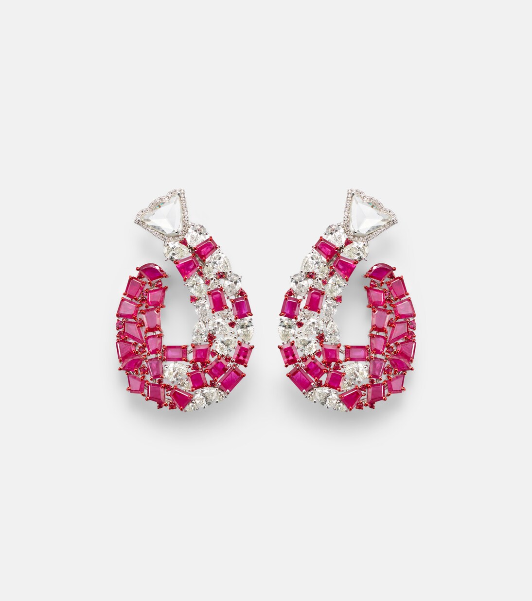 Boucles d’oreilles en or blanc 18 ct, rubis et de diamants | Kamyen