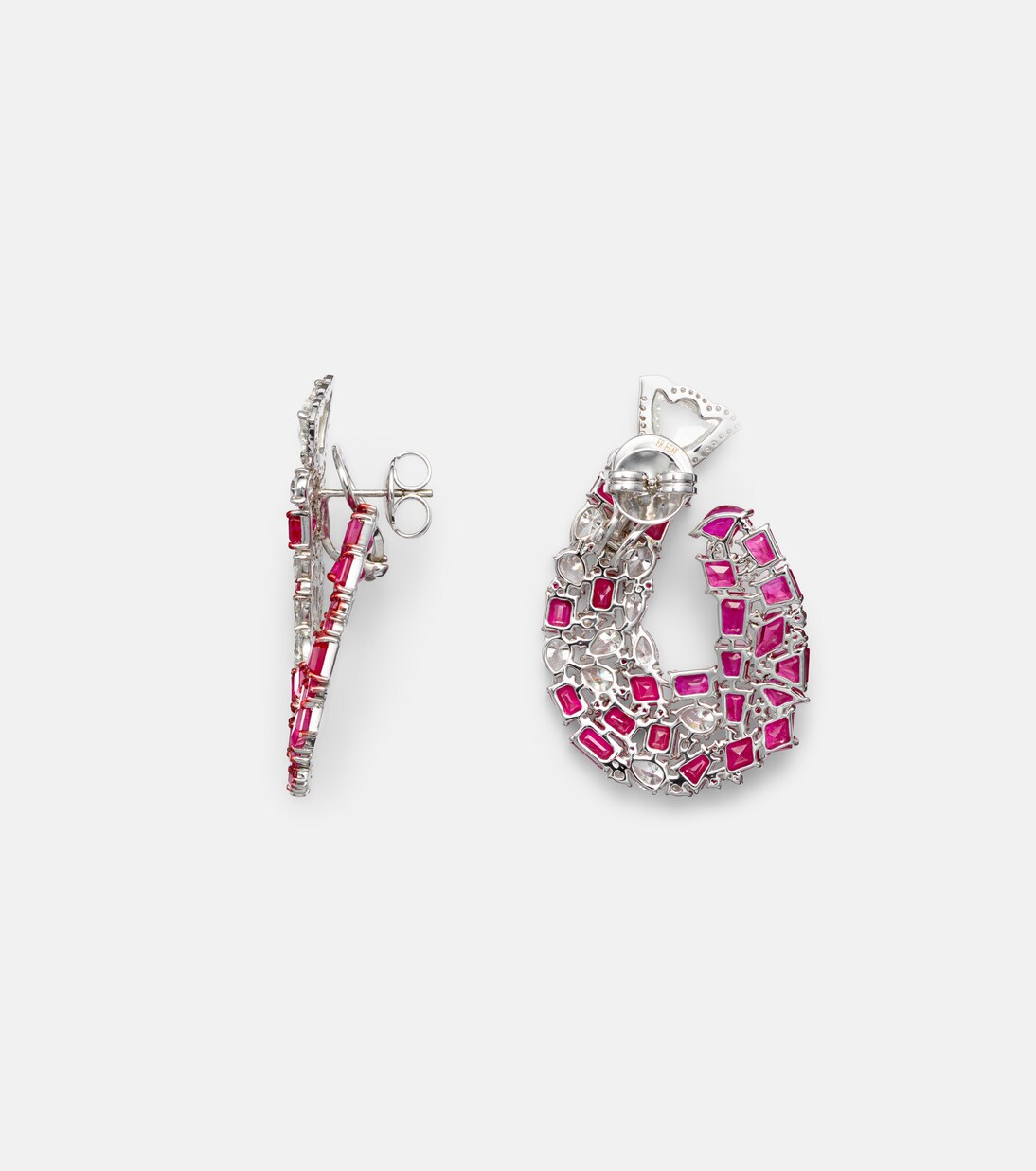 Boucles d’oreilles en or blanc 18 ct, rubis et de diamants | Kamyen