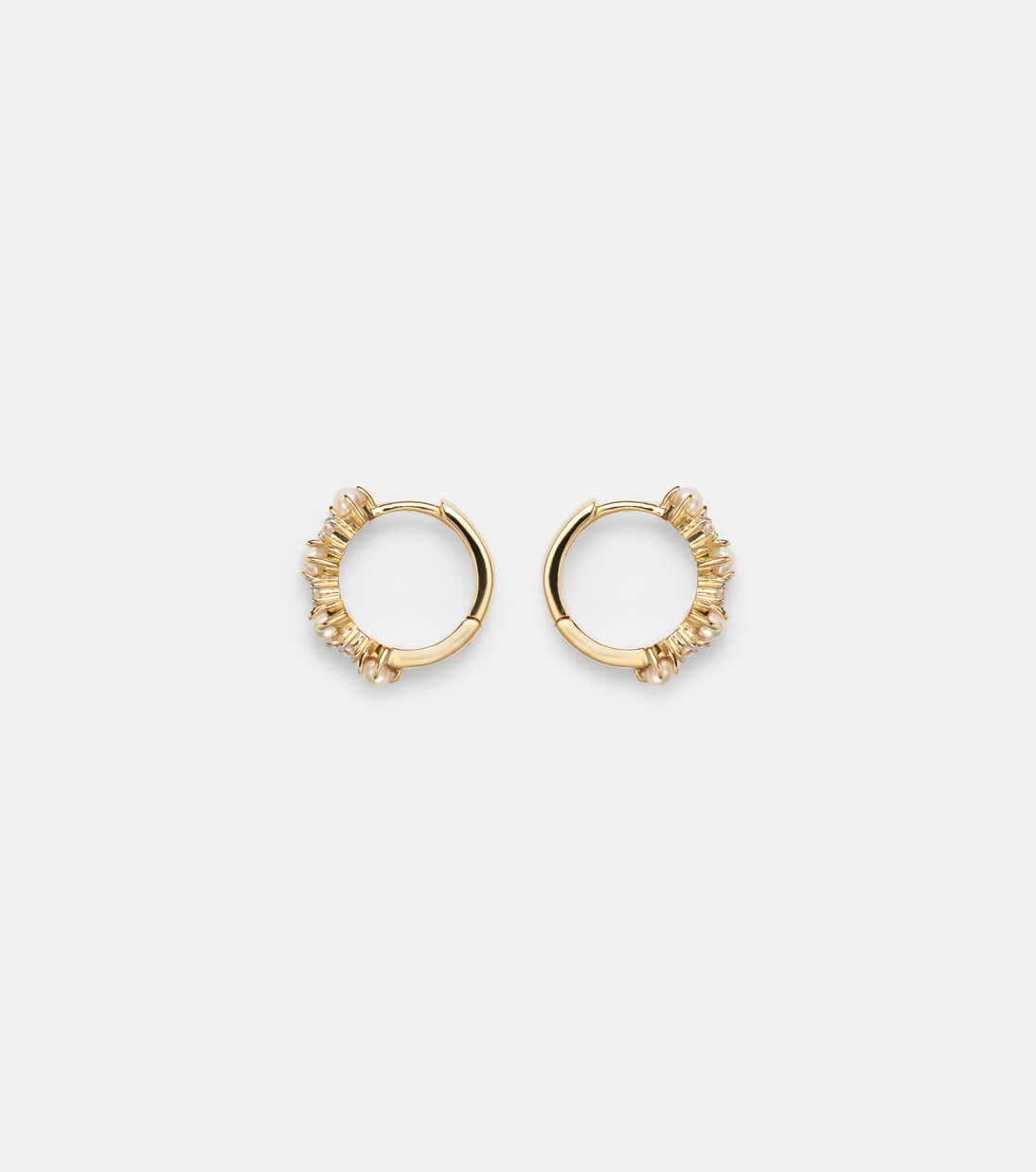 Boucles d’oreilles en or 14 ct (585/1000) avec diamants et perles | Mateo
