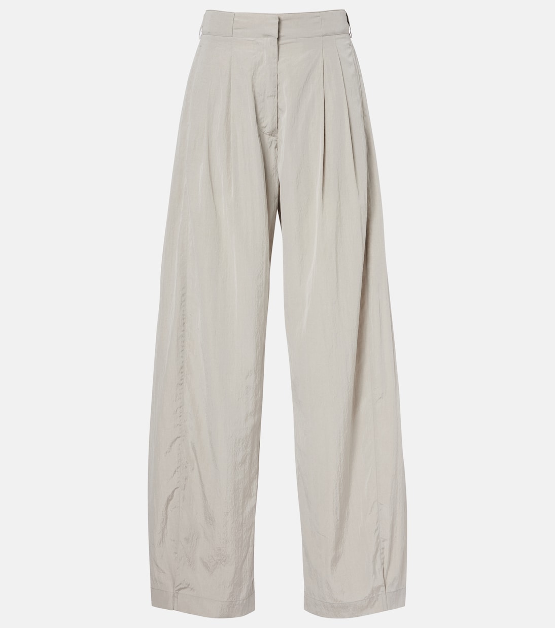 Pleated silk-blend straight pants | The Row