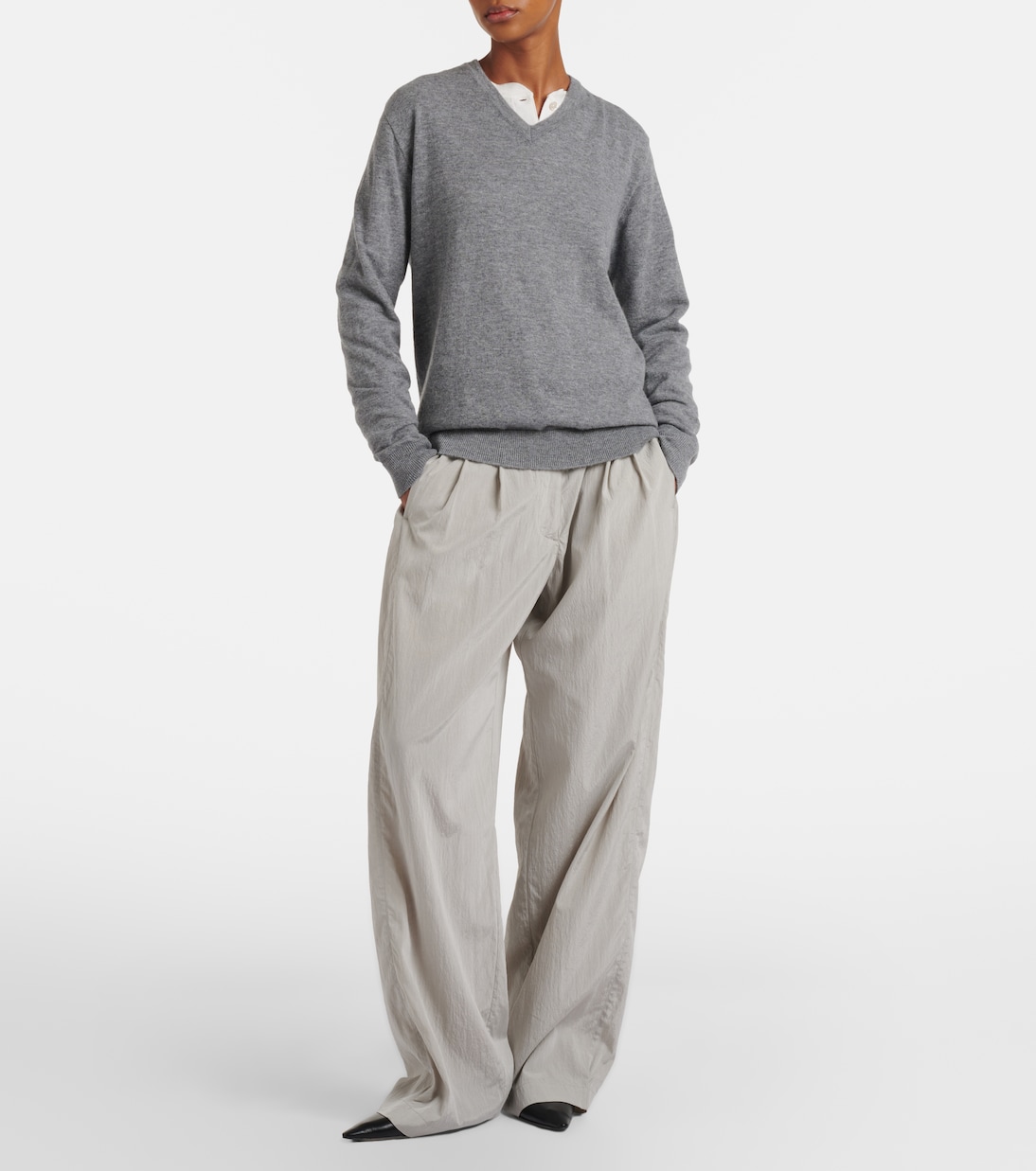 Pleated silk-blend straight pants | The Row