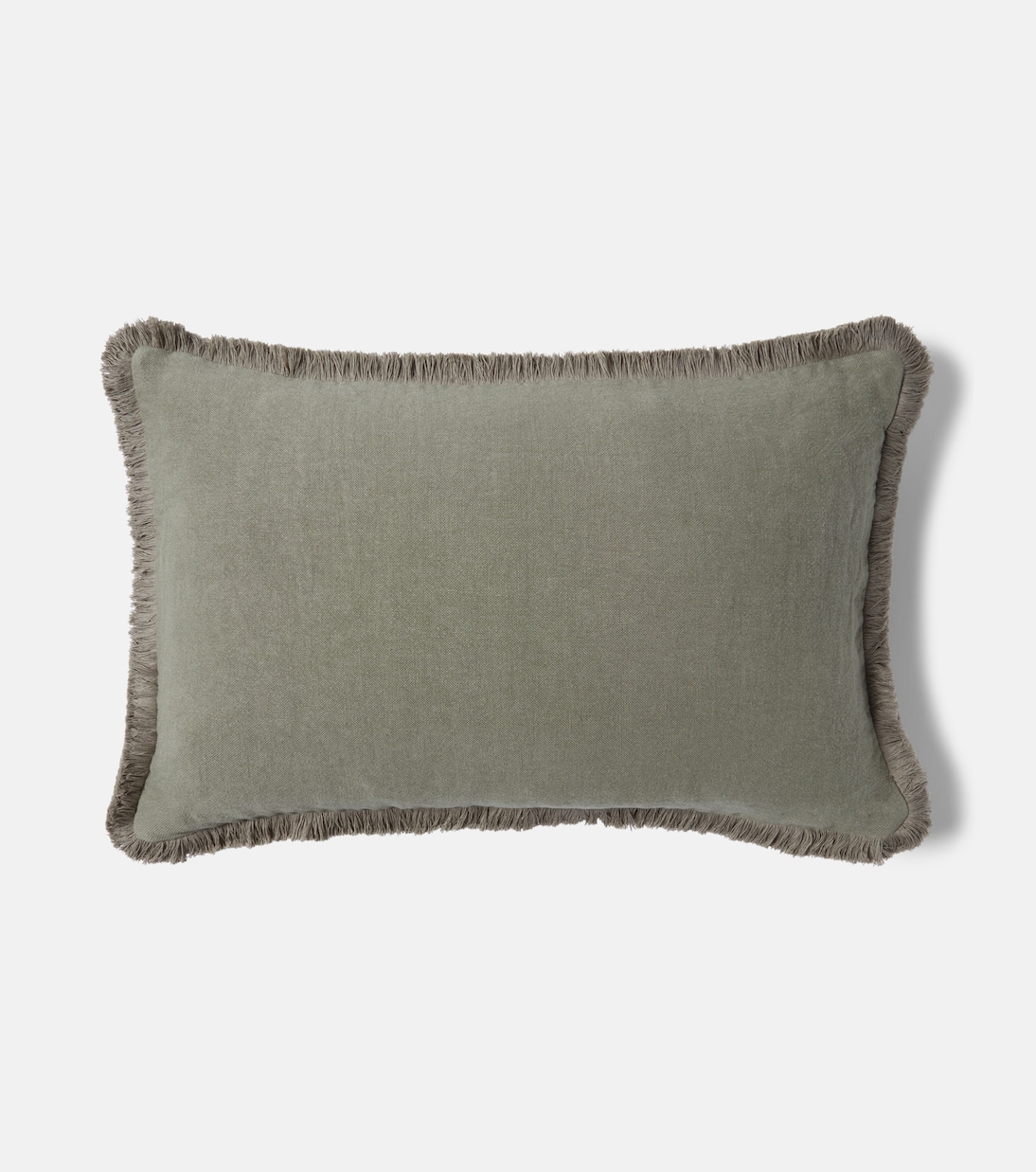Fringed linen cushion | Once Milano