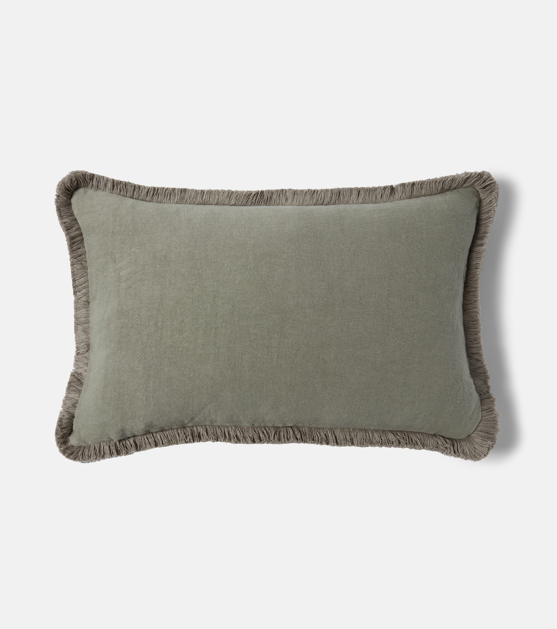 Fringed linen cushion | Once Milano
