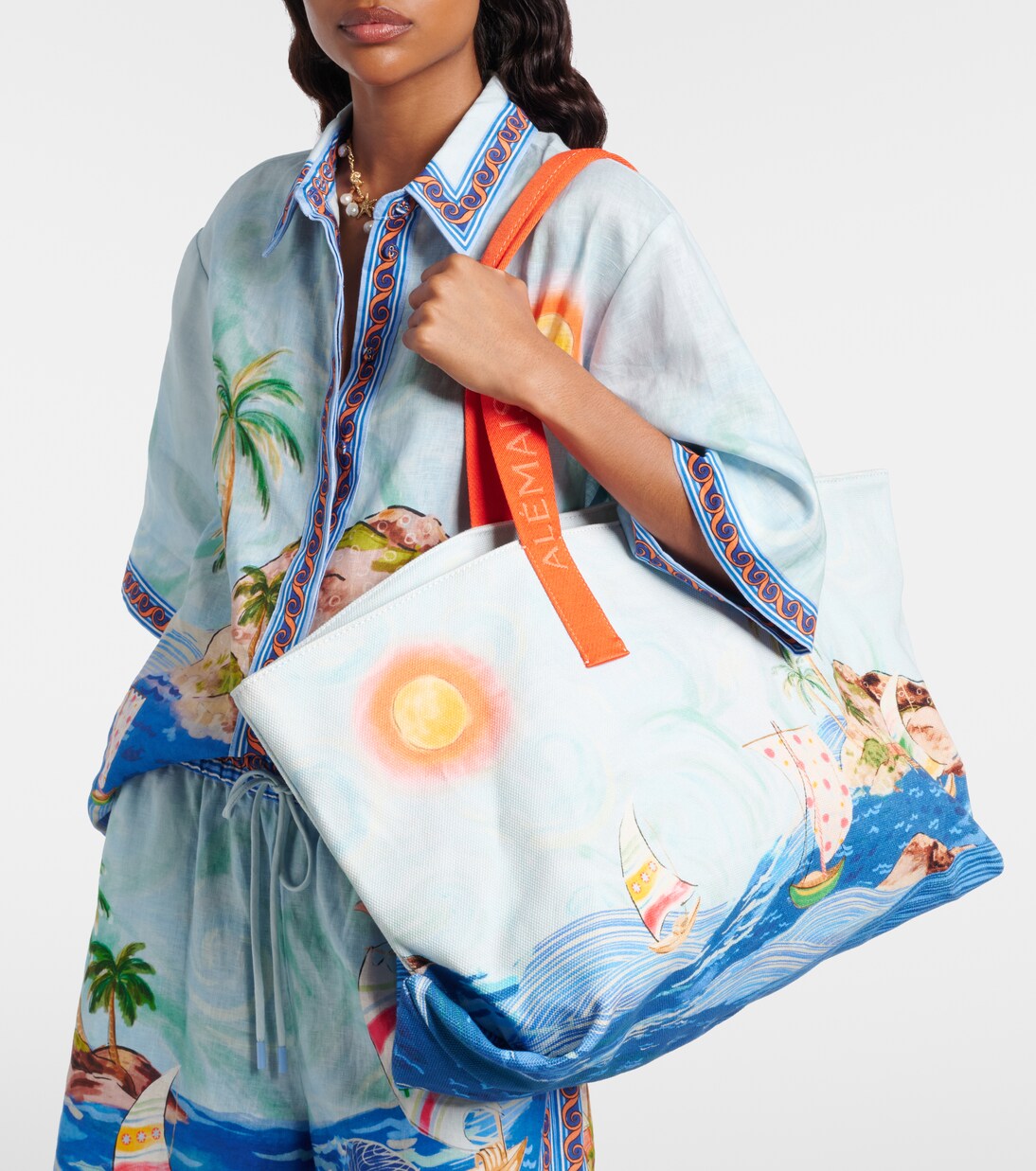 Printed cotton canvas tote bag | Alémais