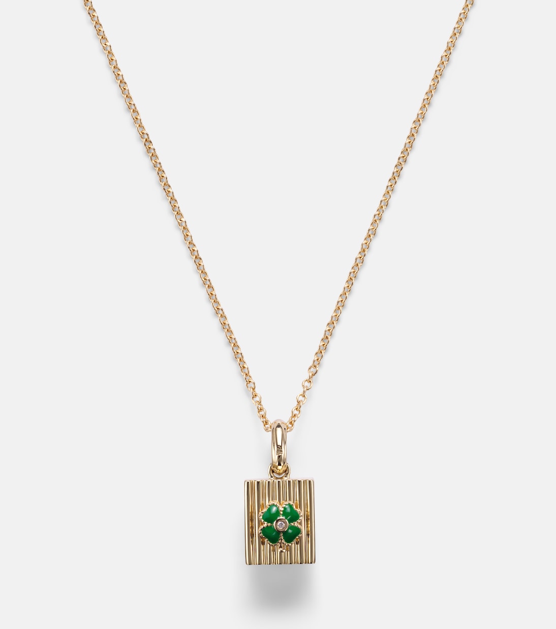 Set aus einzelnem Ohrring Trèfle aus 9kt Gelbgold und Diamanten und Anhänger Le Cubo | Yvonne Léon