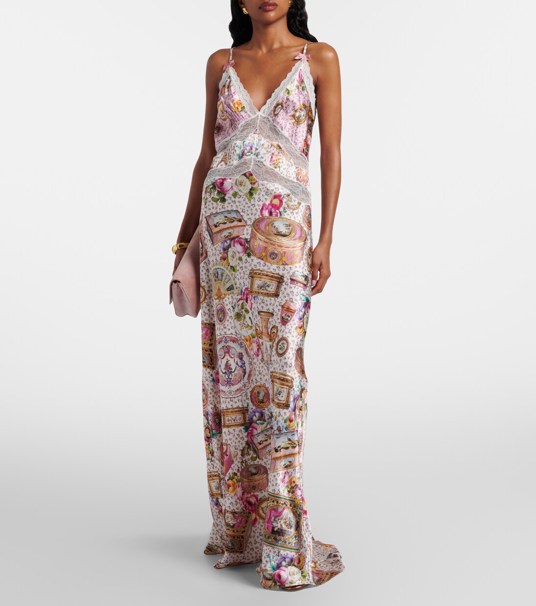 Lace-trimmed printed silk maxi dress | Camilla