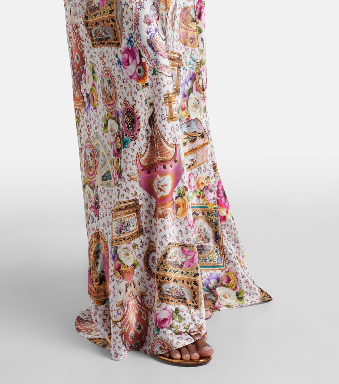 Lace-trimmed printed silk maxi dress | Camilla