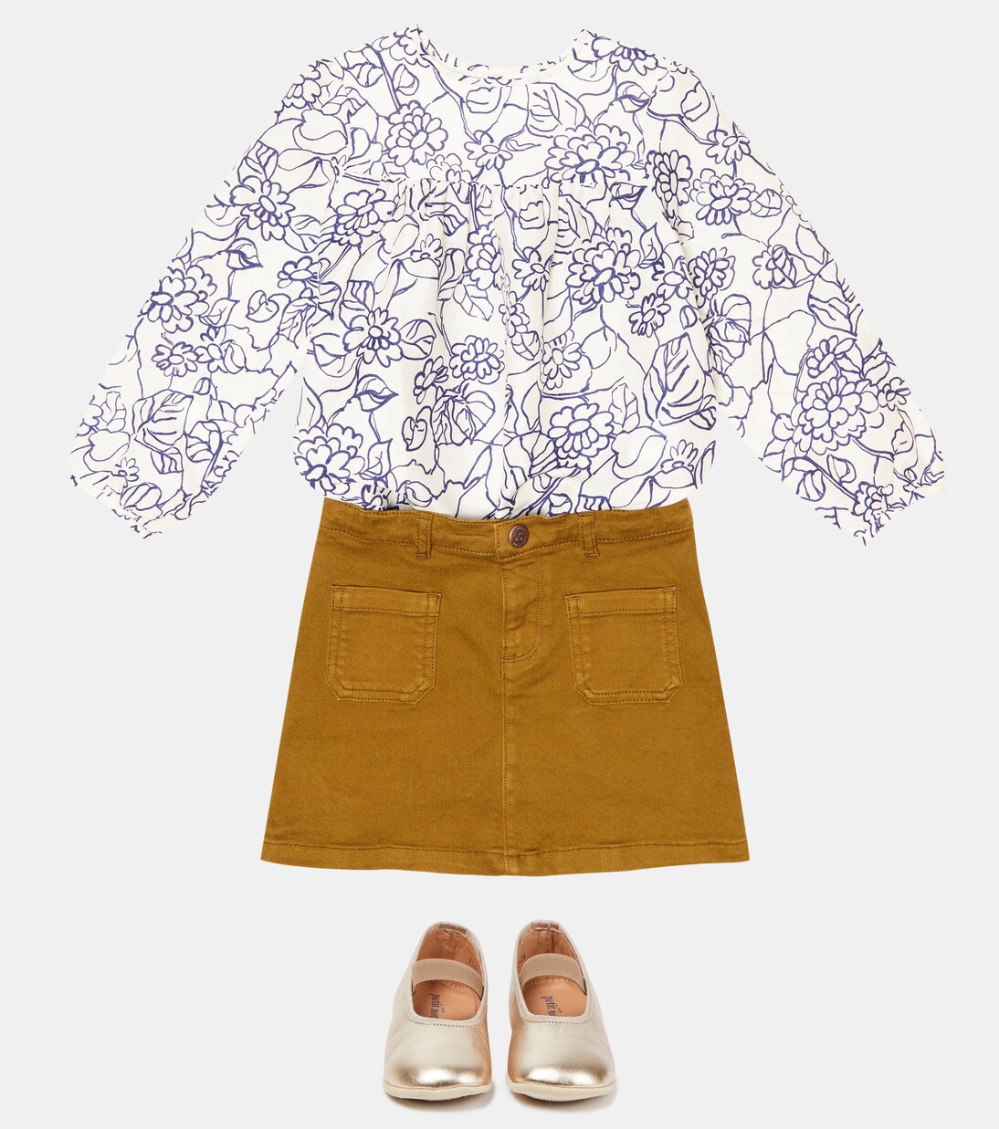 Floral-print linen and cotton blouse | Bonpoint