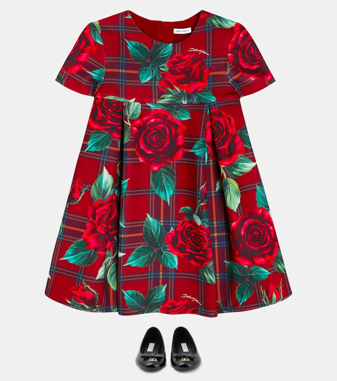 Floral checked scuba dress | Dolce&Gabbana Kids